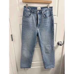 Anine Bing Women Light Blue High Waisted Straight Leg Denim Jeans Size 28